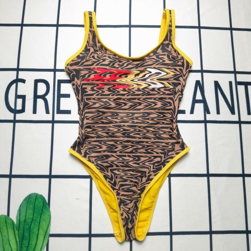 New European and American Cross border Swimsuit Women's One Piece F Letter Printed Sexy Fashion Backless Women's Swimsuit