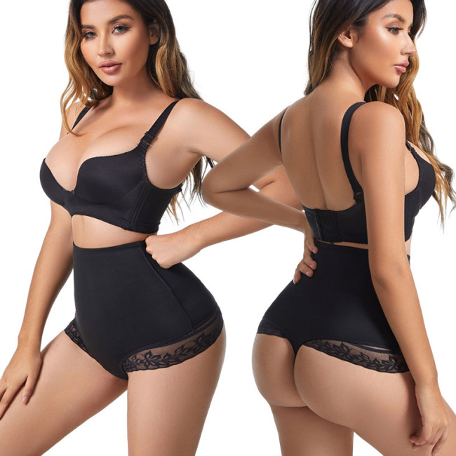 High waisted belly tightening pants and thong for women after childbirth, shaping and anti slip waist, waist tied and hip lifting pants, lace cross-border large size thong