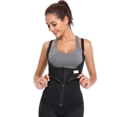 Cross border exclusive zipper, three row buckle chloroprene rubber waistband, tight fitting body shaping clothing, rubber waist seal, small shoulder strap