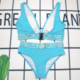 New European and American Cross border Swimsuit, Female Fan Family Split Solid Color Sexy Fashion Vacation Women's Swimsuit