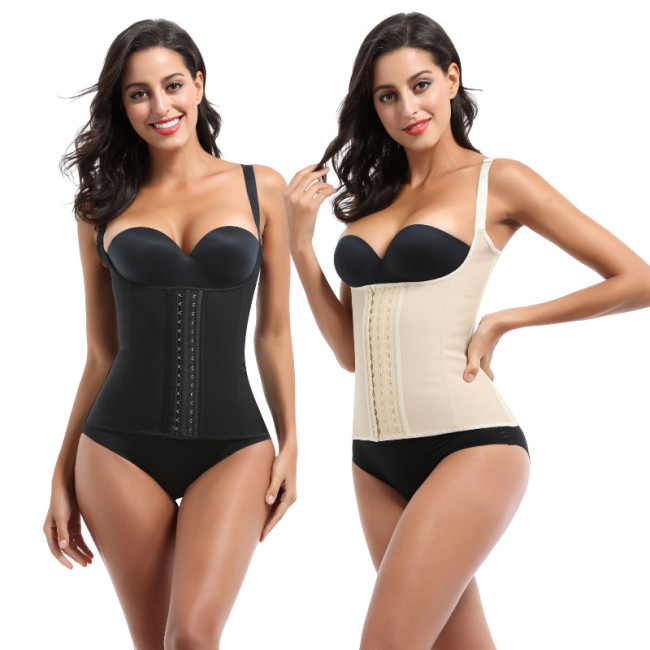 Cross border exclusive supply of 9 steel bone latex vest, thin shoulder strap, buckle rubber shapewear, abdominal tightening strap, latex corset