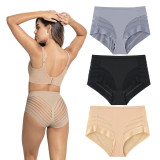Hot selling mid rise women's triangle pants for foreign trade, light waistband and buttocks lifting underwear, striped mesh breathable women's underwear, pure cotton crotch thin