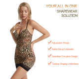 European and American sexy leopard print shapewear, no need to wear bra, slim fit bottom skirt, body shaping skirt, suspender leopard print pajamas