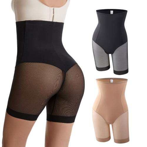 Cross border European and American body shaping pants with high waist and tight abdomen, lifting buttocks, shaping waist, leg beauty, anti glare safety pants, thin style