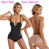 Cross border New Open Back U-shaped Bra Dress Shaping Cloth W Cup Bra Adjustable Support Chest, Stomach, Waist Tie One Piece