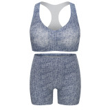 Cross border seamless sports suit, steel ring free comfortable bra shorts, yoga suit, detachable chest pad, waist tightening shorts