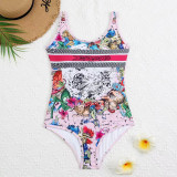 New European and American Cross border Swimsuit Women's One Piece D Family Printed Sexy Fashion Women's Swimsuit