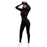 Foreign trade women's clothing, European and American cross-border Amazon long sleeved pants jumpsuit, women's tight fitting bottom sports jumpsuit, women's