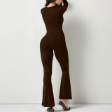 Autumn and winter cross-border foreign trade women's clothing new Amazon square neck wide leg pants tight fitting European and American women's jumpsuit