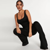 Autumn and winter foreign trade women's clothing, European and American cross-border long pants, jumpsuit, one-piece jumpsuit, hollowed out jumpsuit
