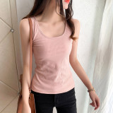 New autumn and winter warm vest for women, plush and thickened bottom top, slim fit and tight fitting vest for women
