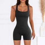 European and American seamless threaded jumpsuit Amazon backless waist tight sports yoga jumpsuit