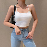 AliExpress New European and American Solid Color Slim Fit Spicy Girl Underwear Design with Bottom Top, Hanging Strap, Small Tank Top for Women
