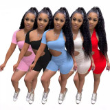 Factory wholesale women's clothing Romper, European and American AliExpress tight fitting high waisted one shoulder jumpsuit, sports jumpsuit