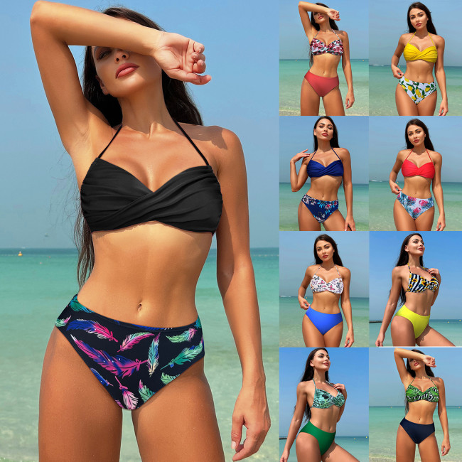 New European and American swimsuits, women's bikini swimsuits, contrasting colors, cross-border sexy ins style bikini, wholesale for foreign trade