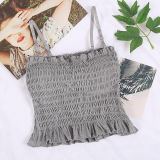 Summer new short pleated small camisole vest, new Korean version popular slim fit bottom camisole wrap chest