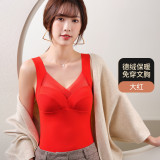 Manufacturer's direct sales of new warm vest with added fat and enlarged lace suspender for belly tightening underwear, thickened and sexy base coat for women