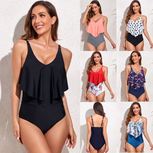 New European and American cross-border ruffled sexy jumpsuit wholesale manufacturer Amazon bikini swimwear for women