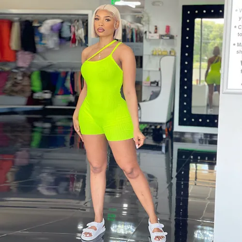 Wholesale of women's clothing for foreign trade, new product on Amazon AliExpress, asymmetrical design of camisole, one shoulder jumpsuit for women