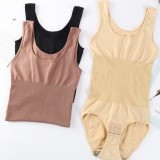 Cross border seamless one-piece shapewear women's wide shoulder vest, body size shapewear