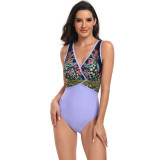 Wholesale of new retro jumpsuit women's European and American sexy bikini swimwear printed beach skirt sets