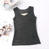 Winter New Warm Underwear Women's Double sided Brushed and Velvet Double Layer Thickened Slim Fit Bottom Warm Tank Top