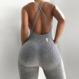 Wholesale of women's jumpsuits in cross-border foreign trade factories in Europe and America, sexy suspenders, slim fit sports V-neck, fashionable jumpsuits