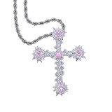 AliExpress Foreign Trade New Pink Heart shaped Cross Zircon Pendant Wholesale of Hip Hop Couple Jewelry in Europe and America