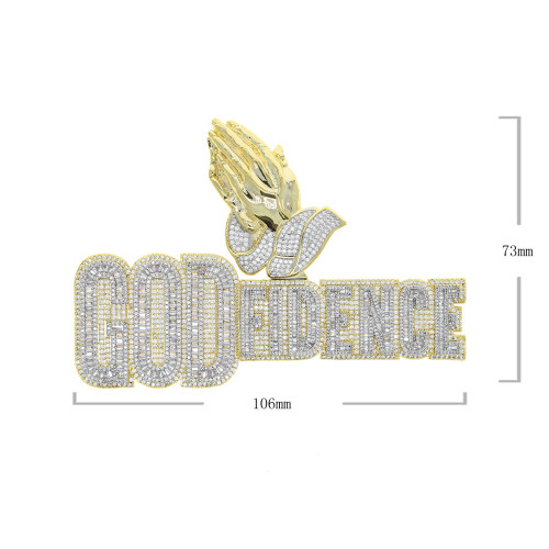 European and American hiphop new letter GOD FIDENCE pendant full of diamonds cross-border hip-hop men's necklaces wholesale