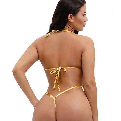 Cross border hot selling one piece swimsuit sexy lace up tight hanging neck one piece swimsuit