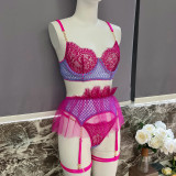 DIER High end Quality Chain Foreign Trade Women's Lace Eyelash Splicing Sexy Underwear Set