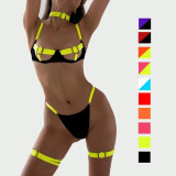 Deer Europe and America's best-selling summer new women's fashion two-color patchwork straps complex heavy craft lingerie set of 4 pieces
