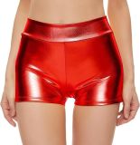 Cross border hot selling close fitting high waisted shorts from Europe and America, nightclub performance clothes, bottom leather pants, hot stamping sexy women's hot pants, short shorts