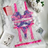 DIER Russia AliExpress Fashion European and American Heavy Industry Star Embroidery Sexy Lace up and Strap Underwear Set
