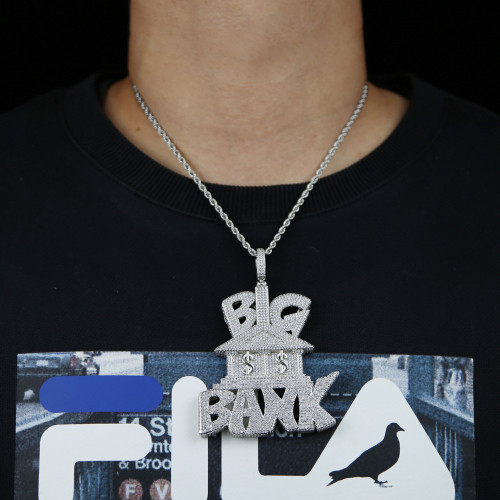 Cross border hip-hop new BG USD pendant, European and American Amazon trendy and fashionable men's diamond inlaid pendant necklace