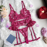 DIER European and American AliExpress Instagram Love Embroidery Splicing Binding Fun Underwear Set