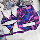 DIER European and American Ins Tie Dyed Sexy Underwear 5-piece Set New Tie Dyed Sexy Underwear Set