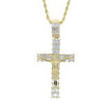 Cross border hip-hop new gold and silver cross zircon pendant, European and American necklace accessories in stock for distribution