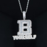 Cross border hip-hop new YOURSELF letter pendant can wear 12mm chain, European and American trendy men's necklace