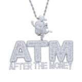 Cross border hip-hop new ATM zircon pendant Hiphop street personality trendy men's inlaid zircon necklace in stock wholesale