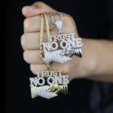 Instagram New Cross border Hip Hop TRUST NO ONE Letter Pendant, European and American Trendy Men's Necklace, One Piece for Shipping