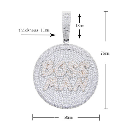 European and American Instagram New Hip Hop Letter MAN Full Diamond Pendant eaby Cross border Source Men's Necklace Jewelry Wholesale