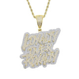 European and American hip-hop English letters Loyalty Over Royalty pendant full of diamonds for men and women hip-hop pendant