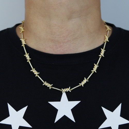 Hiphop Fashion New Thorn Necklace European and American Fashion Set Zircon Tennis Chain Couple Necklace Manufacturer Direct Sales