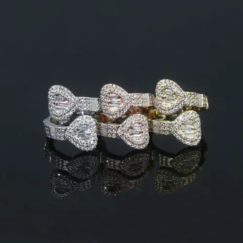 Cross border hip-hop new open heart shaped zircon ring, European and American fashion micro set T-shaped zircon women's ring wholesale