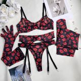 DIER European and American Fun Lips Rose Red Solid Color Hanging Socks Gloves Sexy Underwear Fun Kit