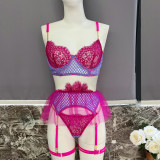 DIER High end Quality Chain Foreign Trade Women's Lace Eyelash Splicing Sexy Underwear Set