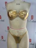 Hot selling bikini split swimsuit from Europe and America, gold strapless sexy backless swimsuit split bikini bikini