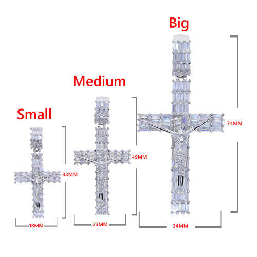 Cross border hip-hop new gold and silver cross zircon pendant, European and American necklace accessories in stock for distribution