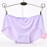 Manufacturer's direct selling women's underwear ice silk seamless mid waist one piece solid color breathable sexy women's ice silk triangle underwear